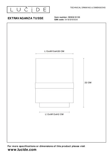 Lucide EXTRAVAGANZA TUSSE - Lámpara de mesa - Ø 15 cm - 1xE14 - Verde - técnico